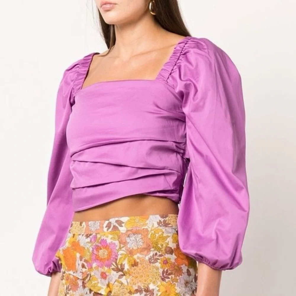 NWT Veronica Beard Kayla puff sleeve top - Picture 2 of 12